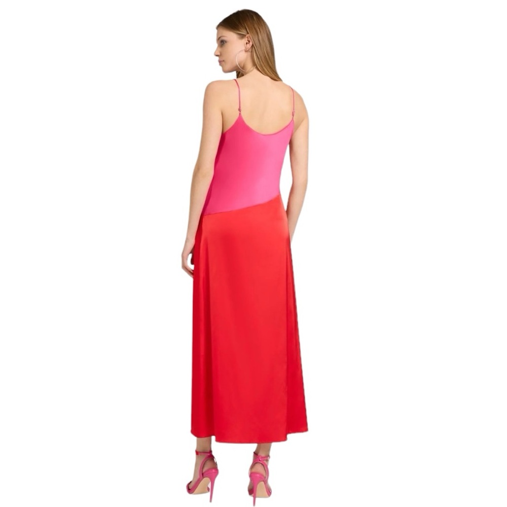 NWT Sugarlips Colorblock Satin Midi Dress - Picture 4 of 9